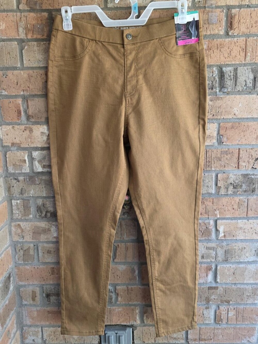 No Boundaries Womens Size XL Jeggings Super High Rise Brown Curvy Skinny Denim